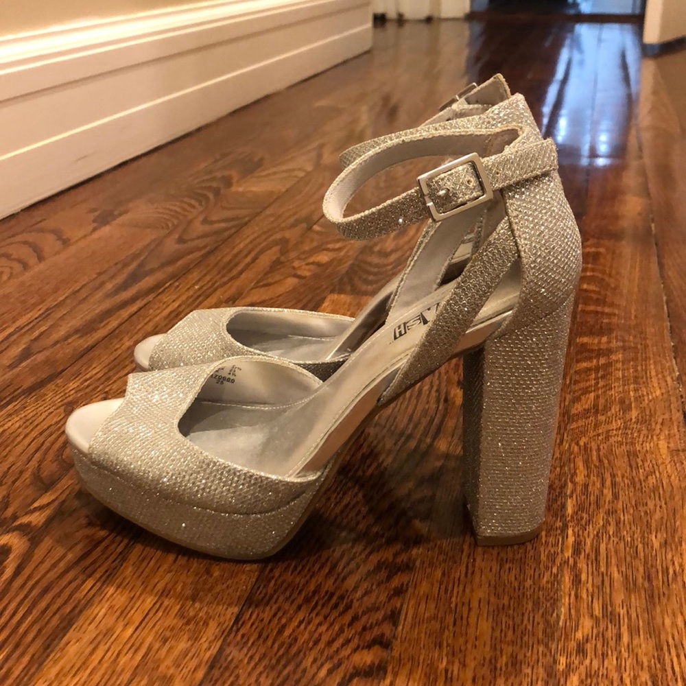 Beautiful silver sparkly festive high heels